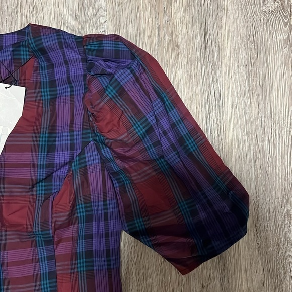 Zara  Cotton Plaid Button Up Blouse - Picture 4 of 13